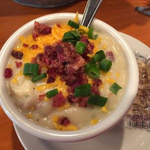 Potato soup at the Machine Shed Restaurant in Rockford, Illinois